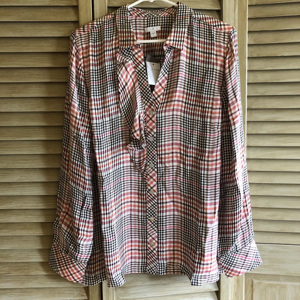 J.Jill tea rose ruffled blouse, size L
